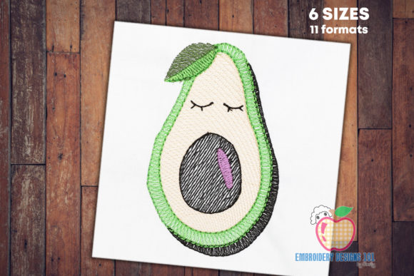 Funny Cartoon Avocado Fruits Embroidery Design Review